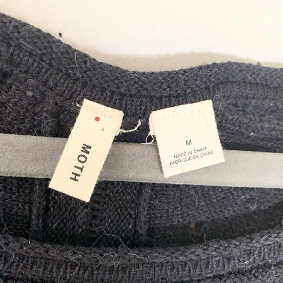 Anthro Moth dark heather gray lace knit detail wool alpaca blend sweater - Picture 5 of 9